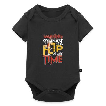 Warning gymnast could flip at any time - Baby Premium short-sleeve bodysuit - black - Front