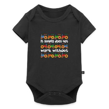 It doesn't work without a tractor - Baby Premium short-sleeve bodysuit - black - Front