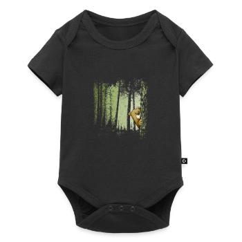 Funny comic bear hidden in the forest - Baby Premium short-sleeve bodysuit - black - Front