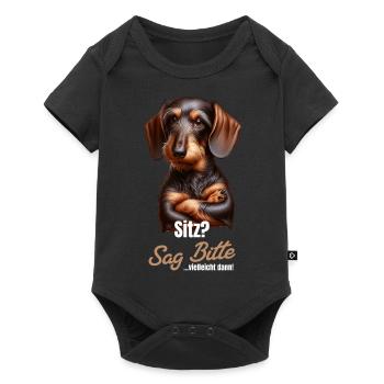 Sitz? Sag bitte... Vielleicht dann - Dackel Teckel - Baby Premium Kurzarmbody - Schwarz - Vorne