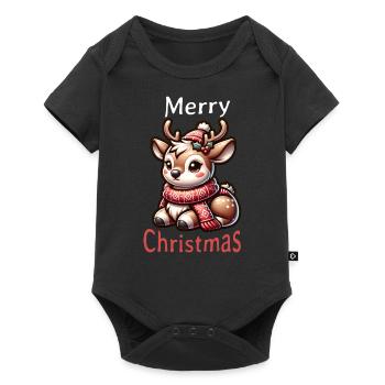 Rentier Winter Weihnachten - Baby Premium Kurzarmbody - Schwarz - Vorne