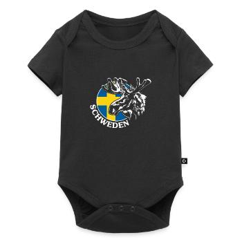 SVERIGE Elch Schweden Tier Wildnis Wilsigns - Baby Premium Kurzarmbody - Schwarz - Vorne