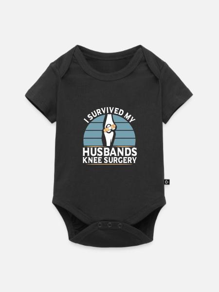 Knieoperation Knie Operation OP - Baby Premium Kurzarmbody - Schwarz