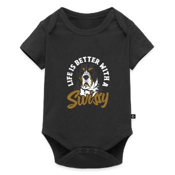 La vie est meilleure avec un Swissy - Body à manches courtes Premium Bébé - noir - Devant