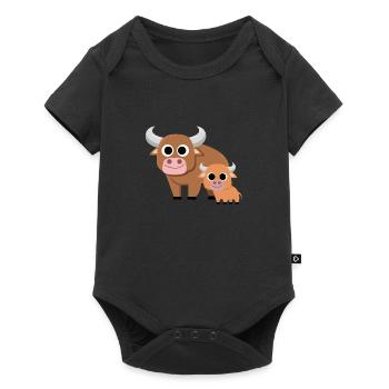 Bulle Comic Cartoon Bovin Bovin Vache Boeuf Boeuf - Body à manches courtes Premium Bébé - noir - Devant