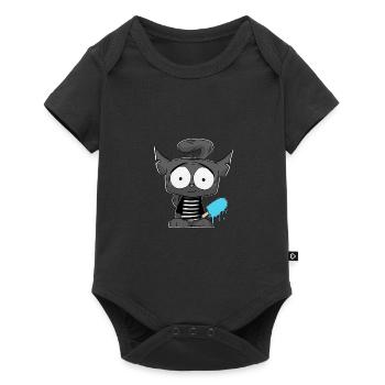 Chat mignon avec crème glacée Comic Kawaii Shirt Sticker - Body à manches courtes Premium Bébé - noir - Devant