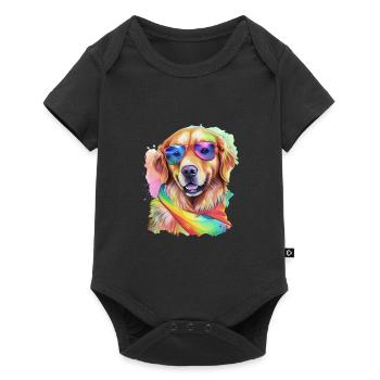 Cool chien Golden Retriever avec des lunettes de soleil - Body à manches courtes Premium Bébé - noir - Devant