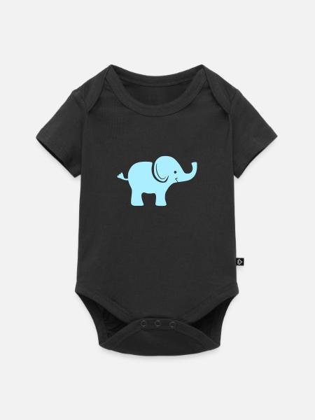 Baby Elefant - Baby Premium Kurzarmbody - Schwarz