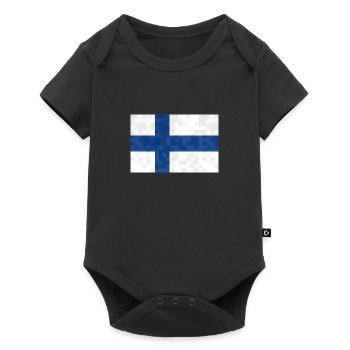 Finnland Flagge Suomi Finnische Fahne Used Look - Baby Premium Kurzarmbody - Schwarz - Vorne