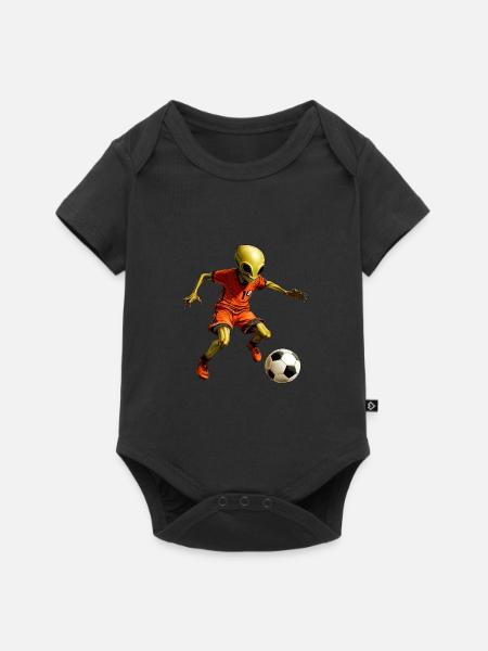Fussball Alien - Baby Premium Kurzarmbody - Schwarz