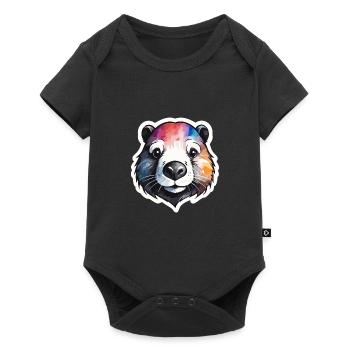Beaver Cool and Cool Colorful Watercolors - Baby Premium short-sleeve bodysuit - black - Front
