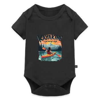 Kayaking Kanufahren Kajak Berg Mit See - Baby Premium Kurzarmbody - Schwarz - Vorne