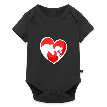 Fille de cheval de cœur - Body à manches courtes Premium Bébé - noir - Devant