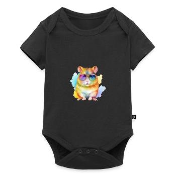 Hamster cool et coloré avec des lunettes de soleil - Body à manches courtes Premium Bébé - noir - Devant