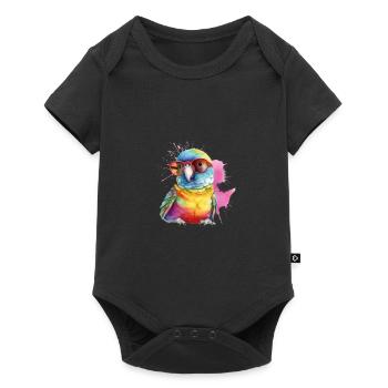Colorful cool parrot with glasses - Baby Premium short-sleeve bodysuit - black - Front