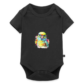 Colorful cool parrot with glasses - Baby Premium short-sleeve bodysuit - black - Front