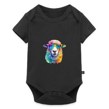 Colorful cool sheep with sunglasses - Baby Premium short-sleeve bodysuit - black - Front