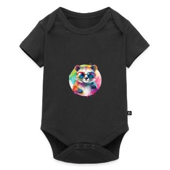 Colorful cool raccoon with sunglasses - Baby Premium short-sleeve bodysuit - black - Front
