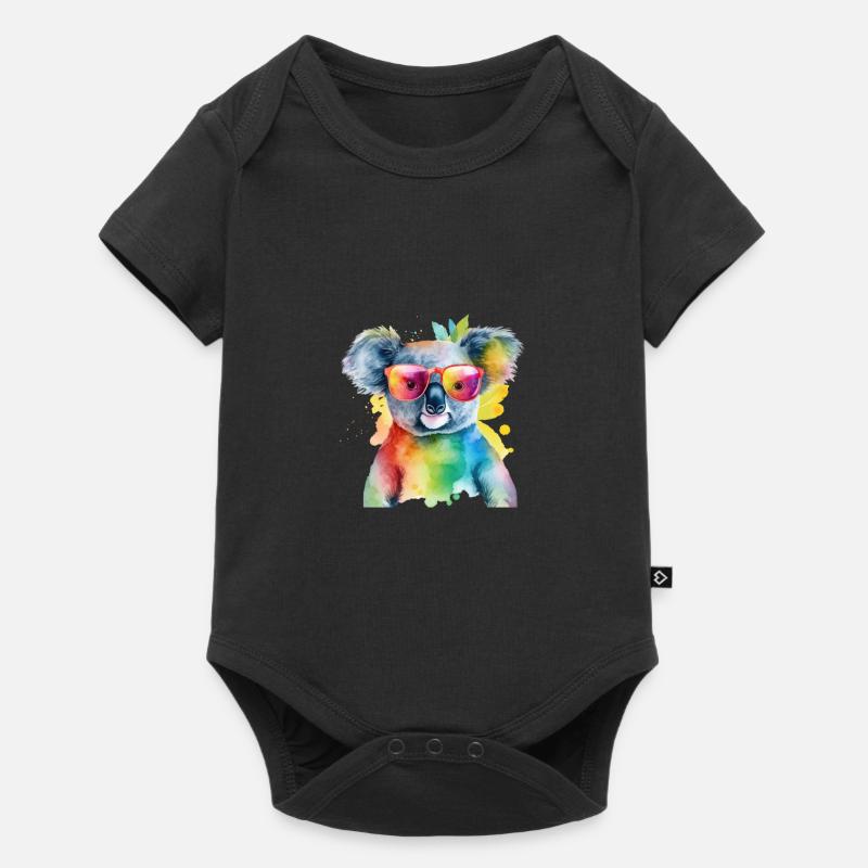 Koala coloré et cool avec des lunettes de soleil - Body à manches courtes Premium Bébé - noir