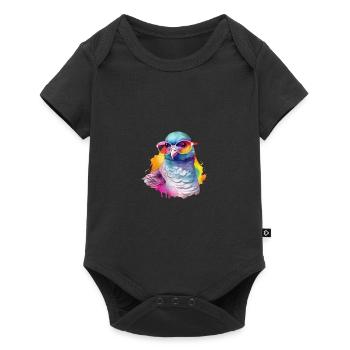 Pigeon cool coloré avec des lunettes de soleil - Body à manches courtes Premium Bébé - noir - Devant