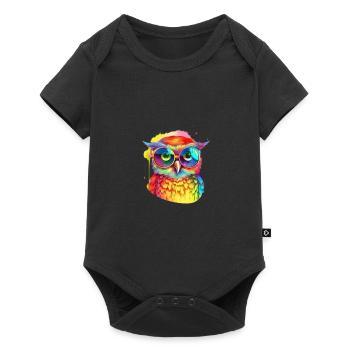 Colorful cool owl with sunglasses - Baby Premium short-sleeve bodysuit - black - Front