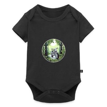 Aventure dans la moto motocycliste verte - Body à manches courtes Premium Bébé - noir - Devant