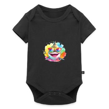 Colorful cool shark with sunglasses - Baby Premium short-sleeve bodysuit - black - Front