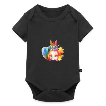 Colorful cool squirrel with sunglasses - Baby Premium short-sleeve bodysuit - black - Front