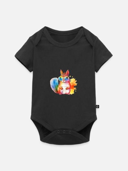 Buntes cooles Eichhörnchen mit Sonnenbrille - Premium kortærmet baby-body  - sort