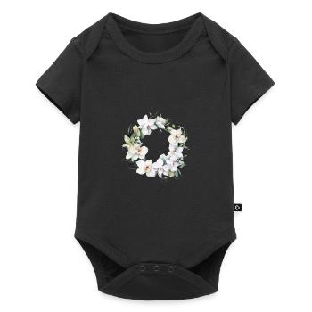Plantes Couronne de fleurs Fleurs Orchidée Mariage blanc - Body à manches courtes Premium Bébé - noir - Devant