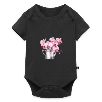 Plantes Fleurs Fleurs Orchidée Rose Rose Mariage - Body à manches courtes Premium Bébé - noir - Devant