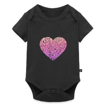 Pink floral heart - Baby Premium short-sleeve bodysuit - black - Front
