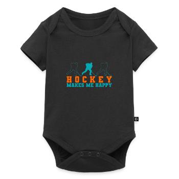 Hockey makes me happy - Baby Premium short-sleeve bodysuit - black - Front