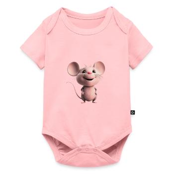 douce souris heureuse - Body à manches courtes Premium Bébé - rose - Devant