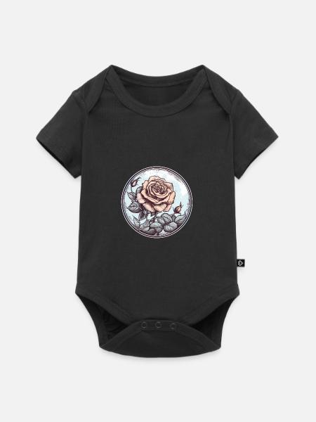 Vintage Rose - Baby Premium Kurzarmbody - Schwarz