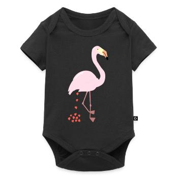 Flamingo - drôle de coeur Poo T-shirt - Body à manches courtes Premium Bébé - noir - Devant
