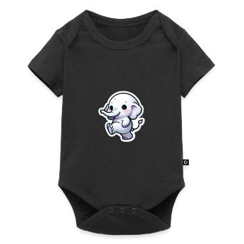 Cute baby elephant with heart balloon elephant mom - Baby Premium short-sleeve bodysuit - black - Front