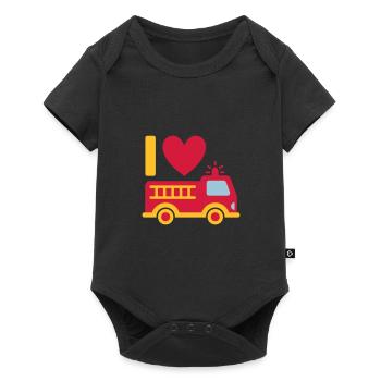 I love firefighters (fire truck with ladder) - Baby Premium short-sleeve bodysuit - black - Front