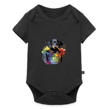 Dackel Hund für einen Hundebesitzer Dackel - Baby Premium Kurzarmbody - Schwarz - Vorne