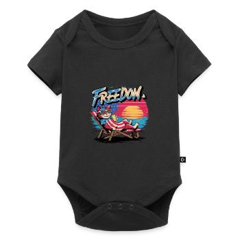 Freiheitskatze entspannt Sonnenbrille und Getränk - Baby Premium Kurzarmbody - Schwarz - Vorne
