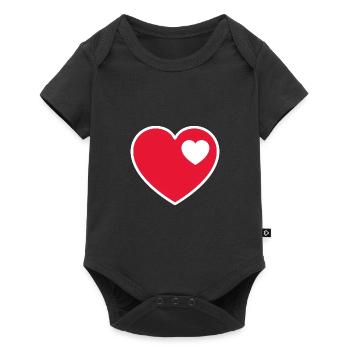 Cœur dans coeur rouge - Body à manches courtes Premium Bébé - noir - Devant