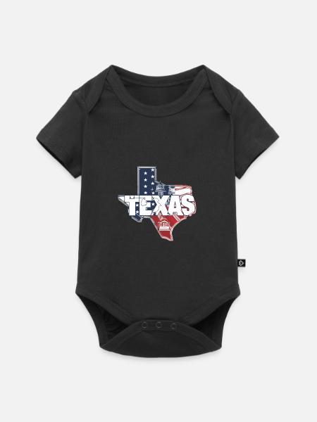 Stolze texanische Ikone - Flagge und Kapitol - Baby Premium Kurzarmbody - Schwarz