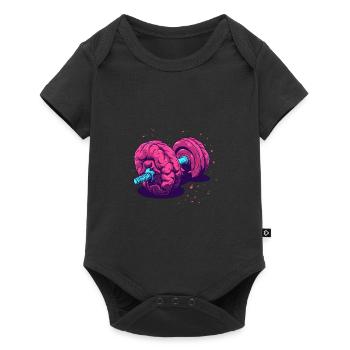 Kreatives Gehirn Gewichte Motivierende Fitness - Baby Premium Kurzarmbody - Schwarz - Vorne