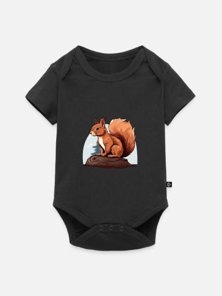 Herbst Eichhörnchen Wald Szene - Baby Premium Kurzarmbody - Schwarz