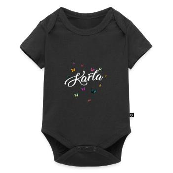KARLA - Girl's name with colorful butterflies - Baby Premium short-sleeve bodysuit - black - Front