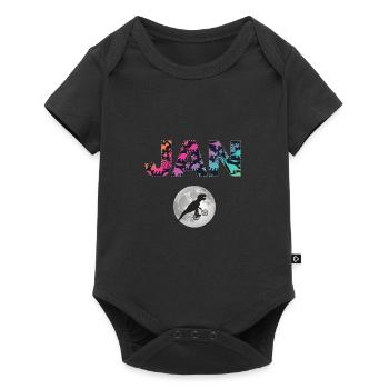 JAN - Beautiful boy name with dinosaur - Baby Premium short-sleeve bodysuit - black - Front