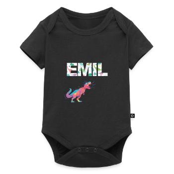 EMIL - Beautiful boy name with dinosaur - Baby Premium short-sleeve bodysuit - black - Front