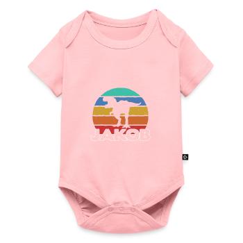 JAKOB - Beau prénom de garçon avec dinosaure - Body à manches courtes Premium Bébé - rose - Devant