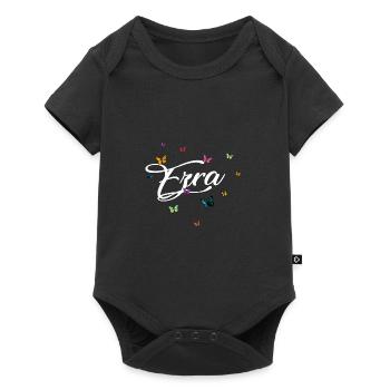 EZRA - Girl Name with Colorful Butterflies - Baby Premium short-sleeve bodysuit - black - Front