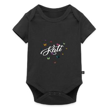 KATI - Nom de fille avec des papillons colorés - Body à manches courtes Premium Bébé - noir - Devant